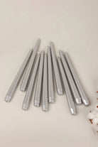 Velaré Silver Glow Set of 2, 10 or 20 Tall Hand-Finished Opaline Dinner Candles & Taper Candles - G Decor