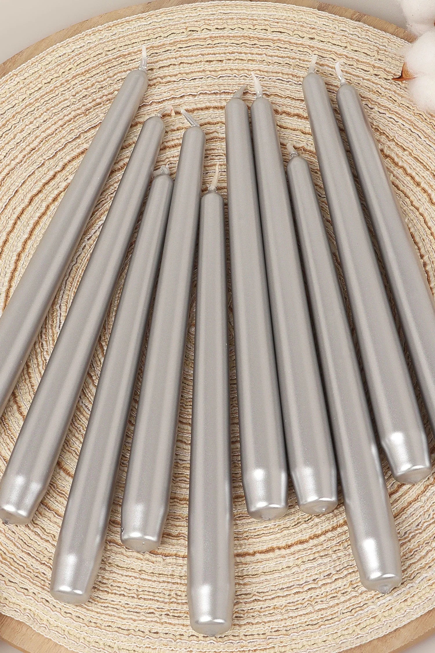 Velaré Silver Glow Set of 2, 10 or 20 Tall Hand-Finished Opaline Dinner Candles &amp; Taper Candles - G Decor