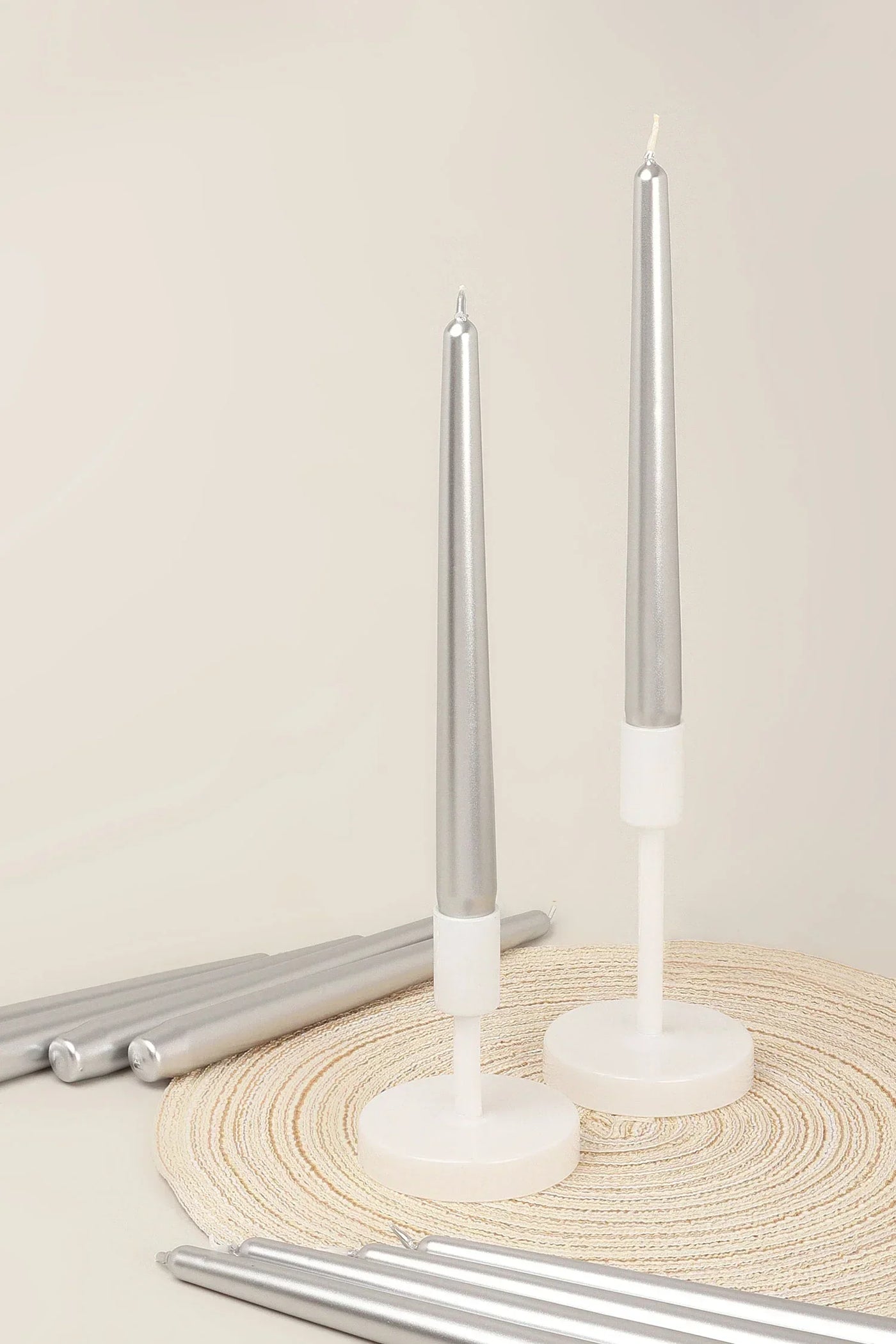 Velaré Silver Glow Tall Opaline Taper Candles