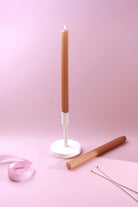 Velluto Bruciato Set of 2 Extra Tall Dinner & Taper Candles with Ribbed Velvet Matte Finish - G Decor