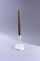 Velluto Marrone Set of 2 Extra Tall Dinner & Taper Candles in Dark Chocolate Brown with Ribbed Velvet Matte Finish - G Decor