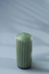 velluto-oliva-sculpted-olive-green-ribbed-pillar-candle-in-a-velvet-matte-finish-g-decor-25126 - G Decor