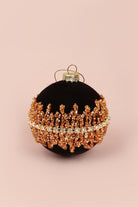 Velvet Black Manor Winter Legend Bauble Gold Net Hand-Applied & Gemstone Hanging Christmas Ornament - G Decor