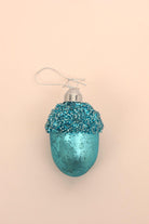 G Decor Christmas Decorations Blue Vibrant Glittery Glass Acorn Christmas Tree Ornaments