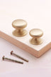 Victorian cabinet knob in satin brass, 32mm and 38mm, with solid brass fixing bolts