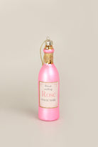 Vino Celebration Set of Rosé Wine Bottle & Glass Hand-Finished Christmas Tree Decorations Festive Hanging Ornaments - G Decor