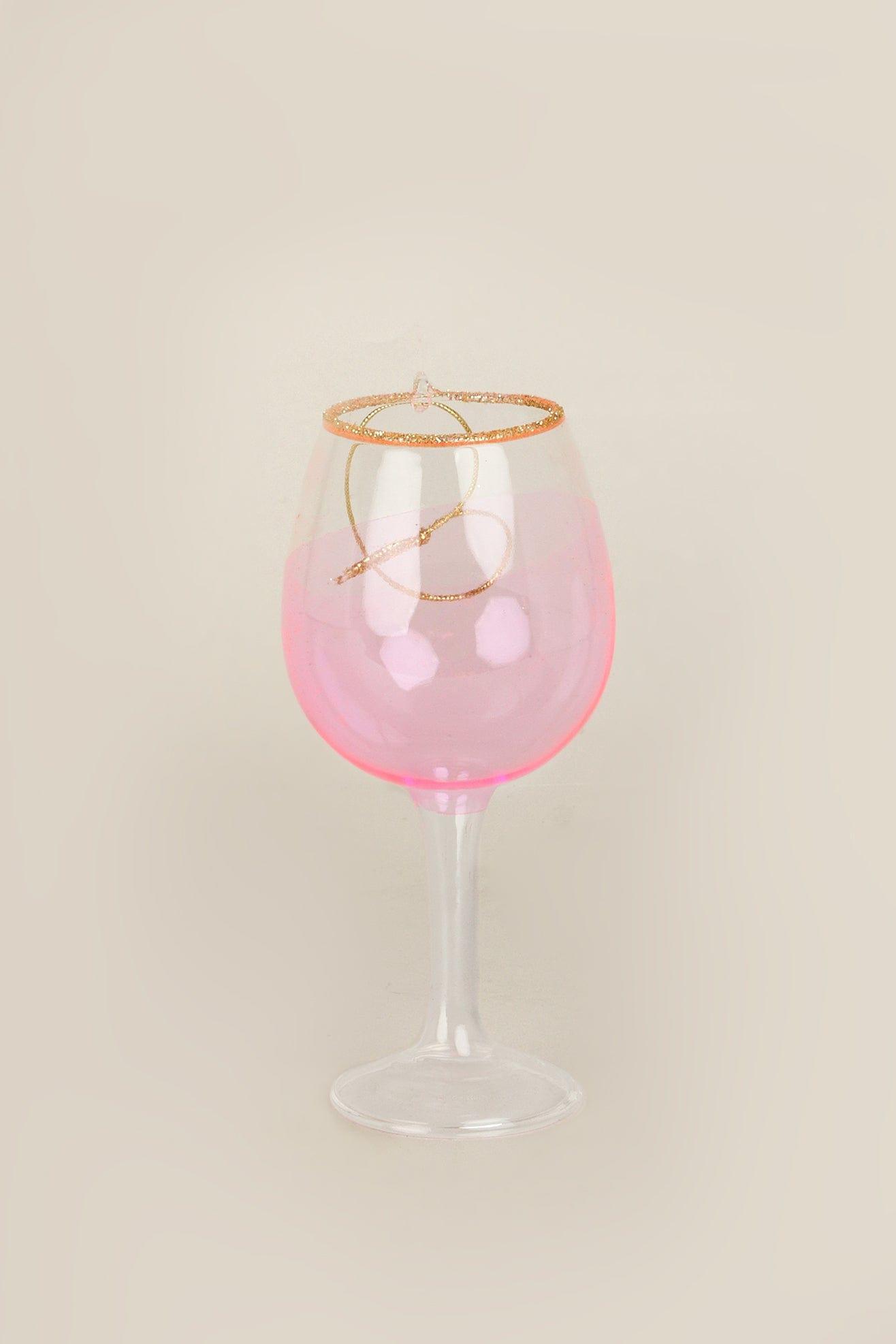 Vino Celebration Set of Rosé Wine Bottle & Glass Hand-Finished Christmas Tree Decorations Festive Hanging Ornaments - G Decor