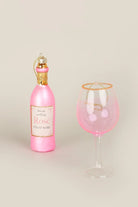 Vino Celebration Rosé Wine Bottle and Glass Christmas Tree Baubles — alternate view, G Decor