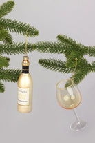 Vino Celebration White Wine Bottle and Glass Christmas Tree Baubles — G Decor
