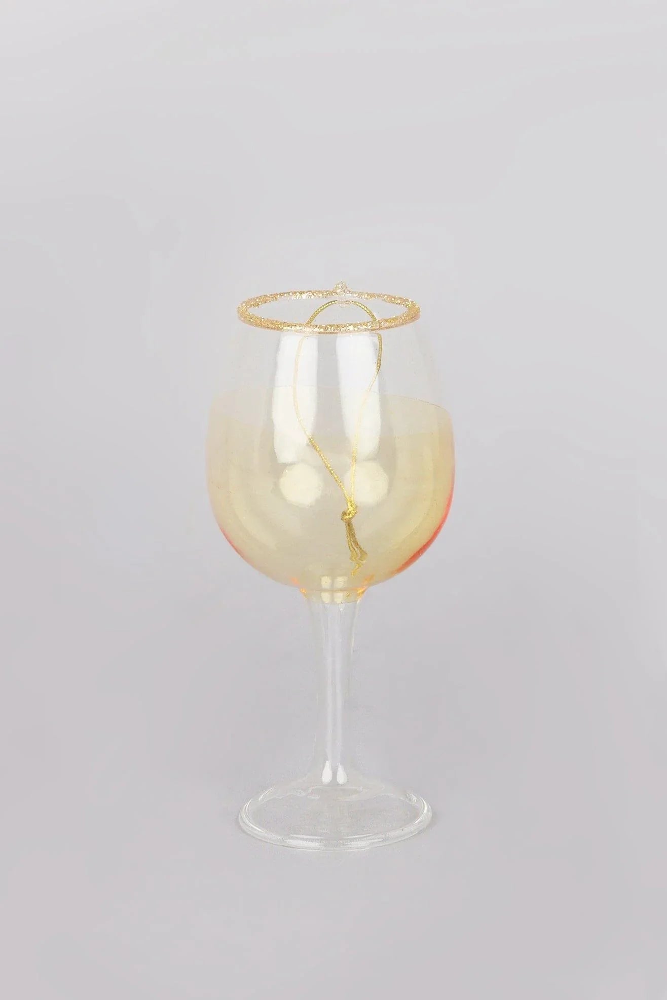 Vino Celebration White Wine Bottle and Glass Christmas Tree Baubles — lifestyle view, G Decor