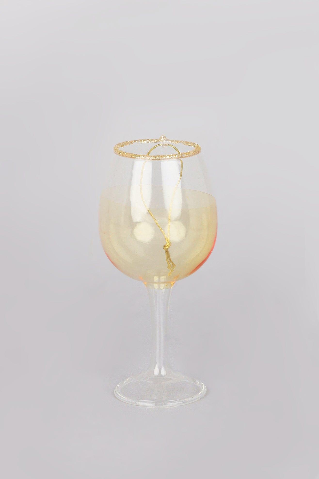 Vino Celebration Set of White Wine Bottle & Glass Hand-Finished Christmas Tree Decorations Festive Hanging Ornaments - G Decor