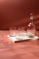 Virelle Set of 4 Handmade Hand-Engraved Glass Tumblers or Decanter with Stopper - G Decor