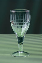 Virelle Set of 4 Handmade Wine Glasses Clear Stemmed Goblets with Hand-Etched Linear Design - G Decor