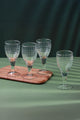 Virelle Set of 4 Handmade Wine Glasses Clear Stemmed Goblets with Hand-Etched Linear Design - G Decor