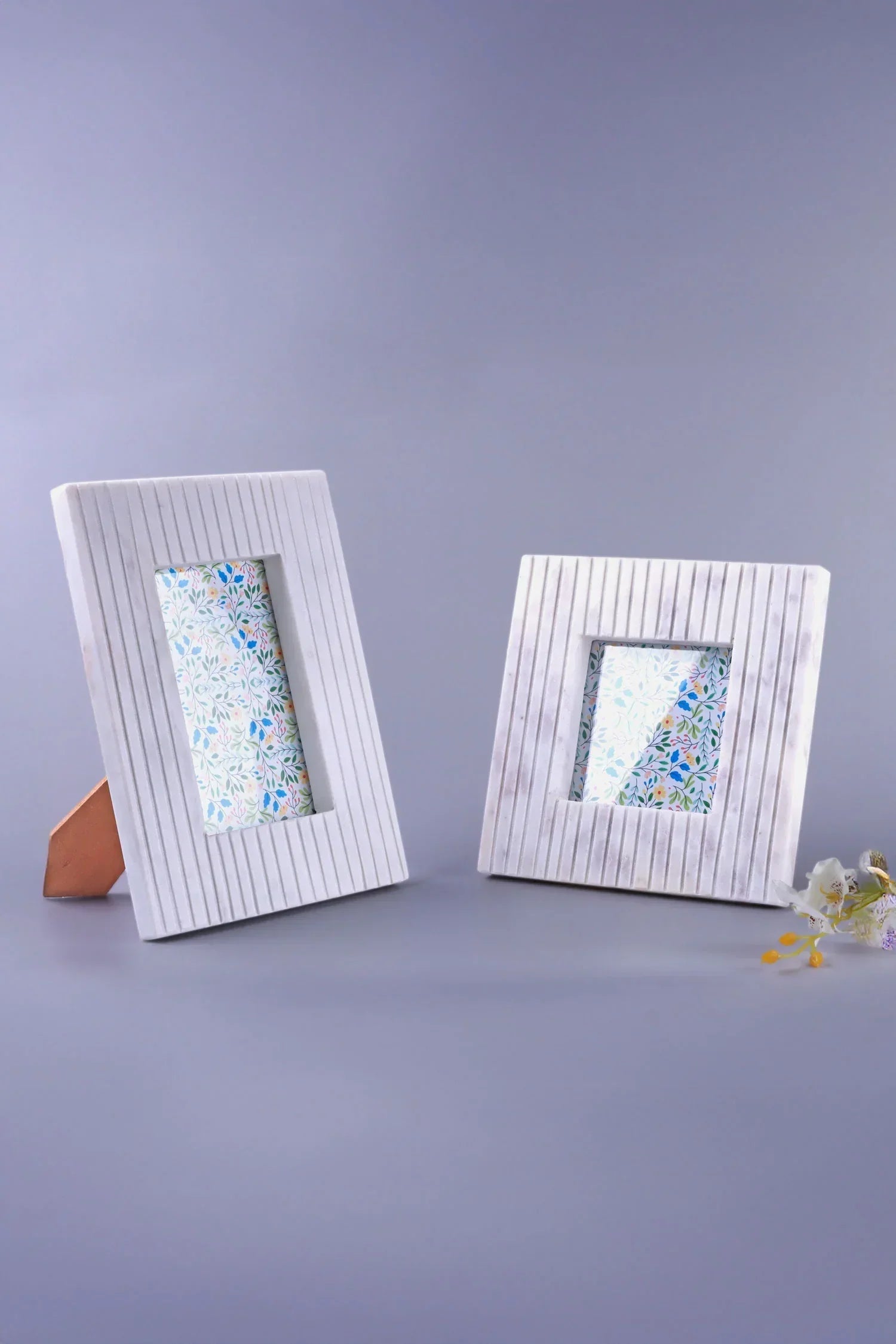 Vittoria Marmo Marble Photo Frame with Fluted Carving — G Decor