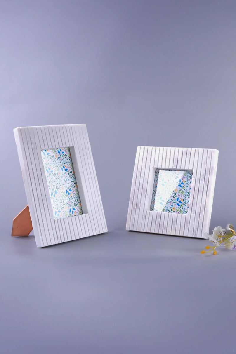 Vittoria Marmo Marble Photo Frame with Fluted Carving