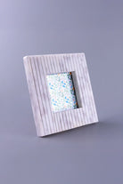 Vittoria Marmo Marble Photo Frame with Fluted Carving — close-up view, G Decor
