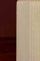 Vellure Ribbed Pillar Candle in Sandstone Yellow — alternate view, G Decor