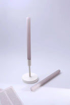 Velluto Rosato Pair of Pink Ribbed Velvet Taper Candles — alternate view, G Decor