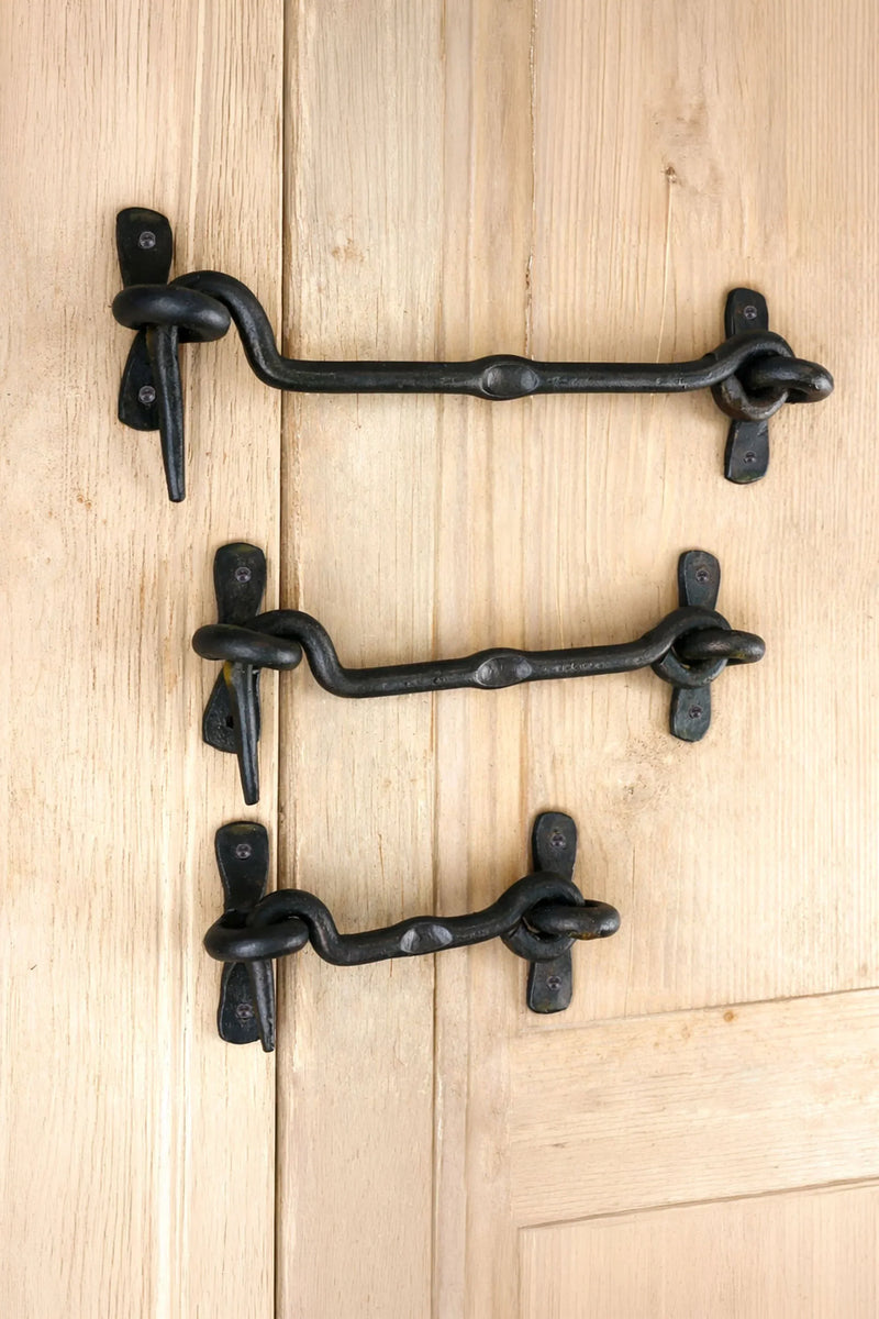 Hand-Forged Hook and Eye Gate Cabin Fastener in Beeswax Finish