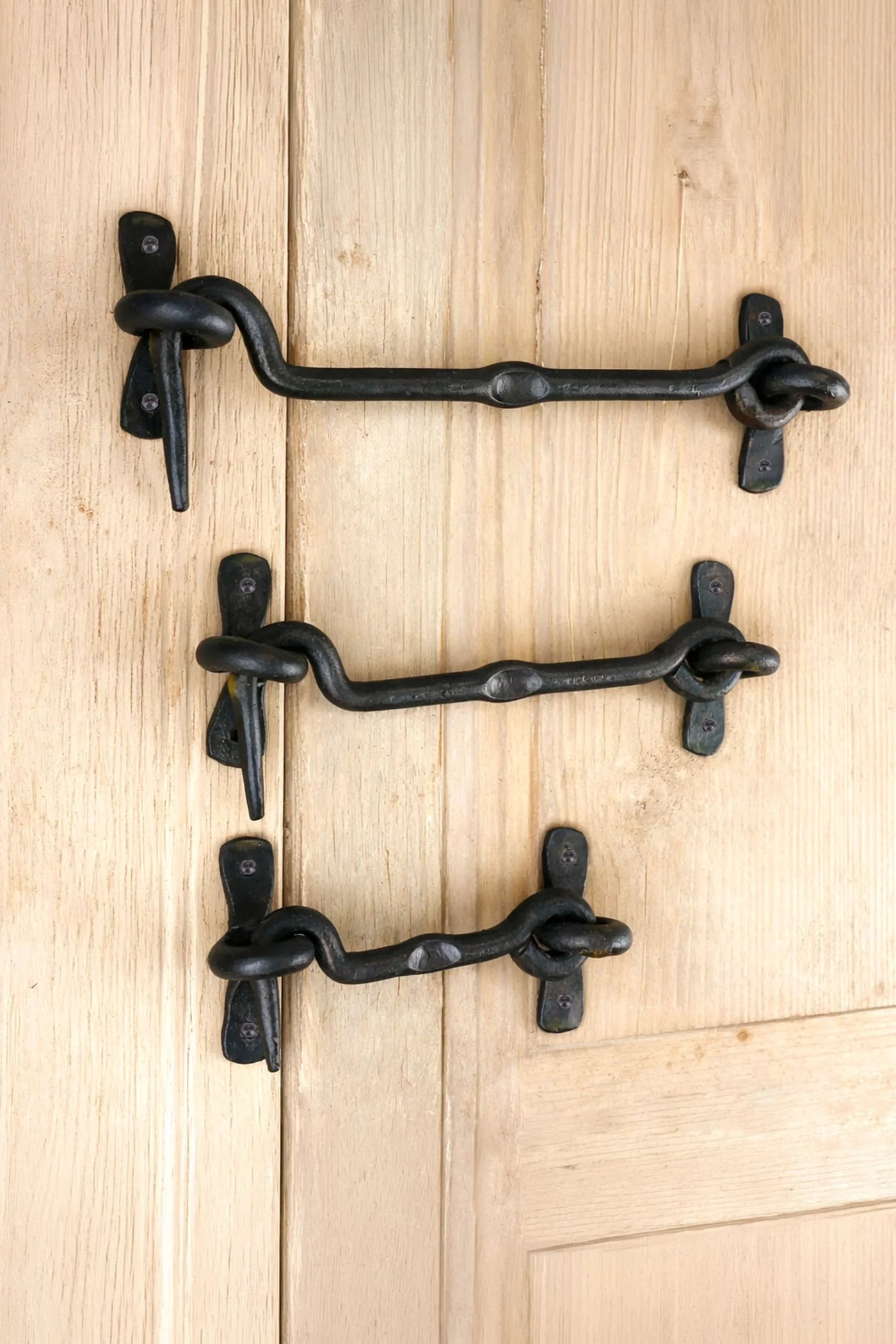 Hand-Forged Hook and Eye Gate Cabin Fastener in Beeswax Finish