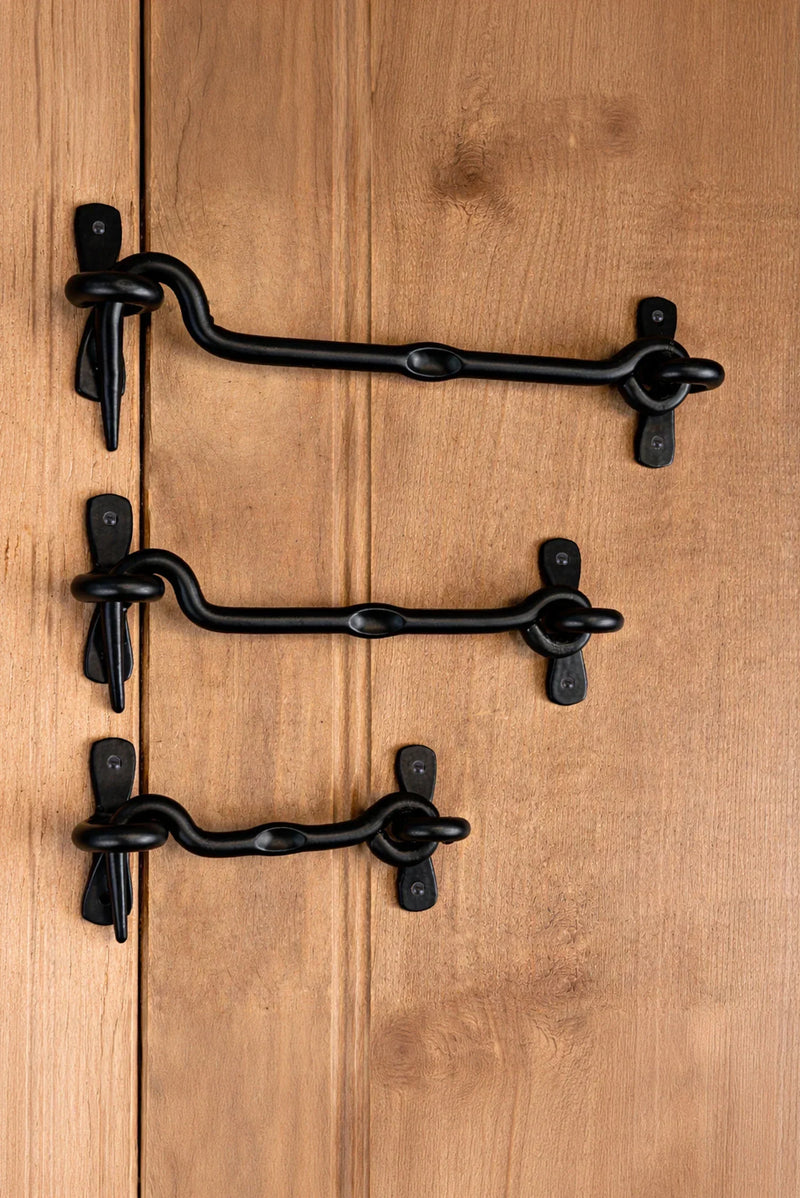 Hand-Forged Hook and Eye Gate Cabin Fastener in Black Finish