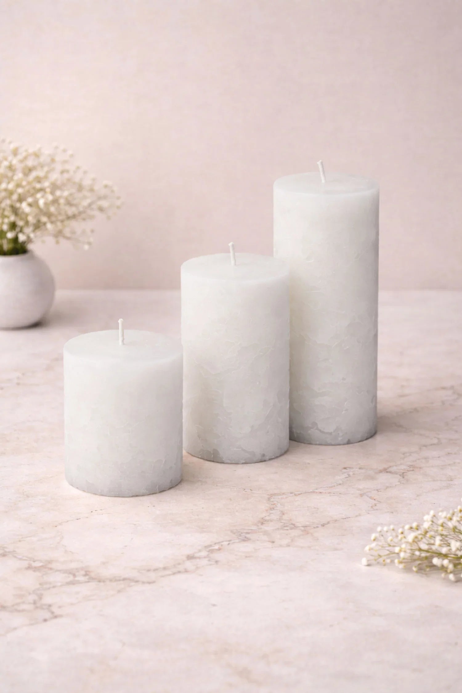 Adelle Pure White Signature Waxwork Pillar Candle in Soft Matte — G Decor