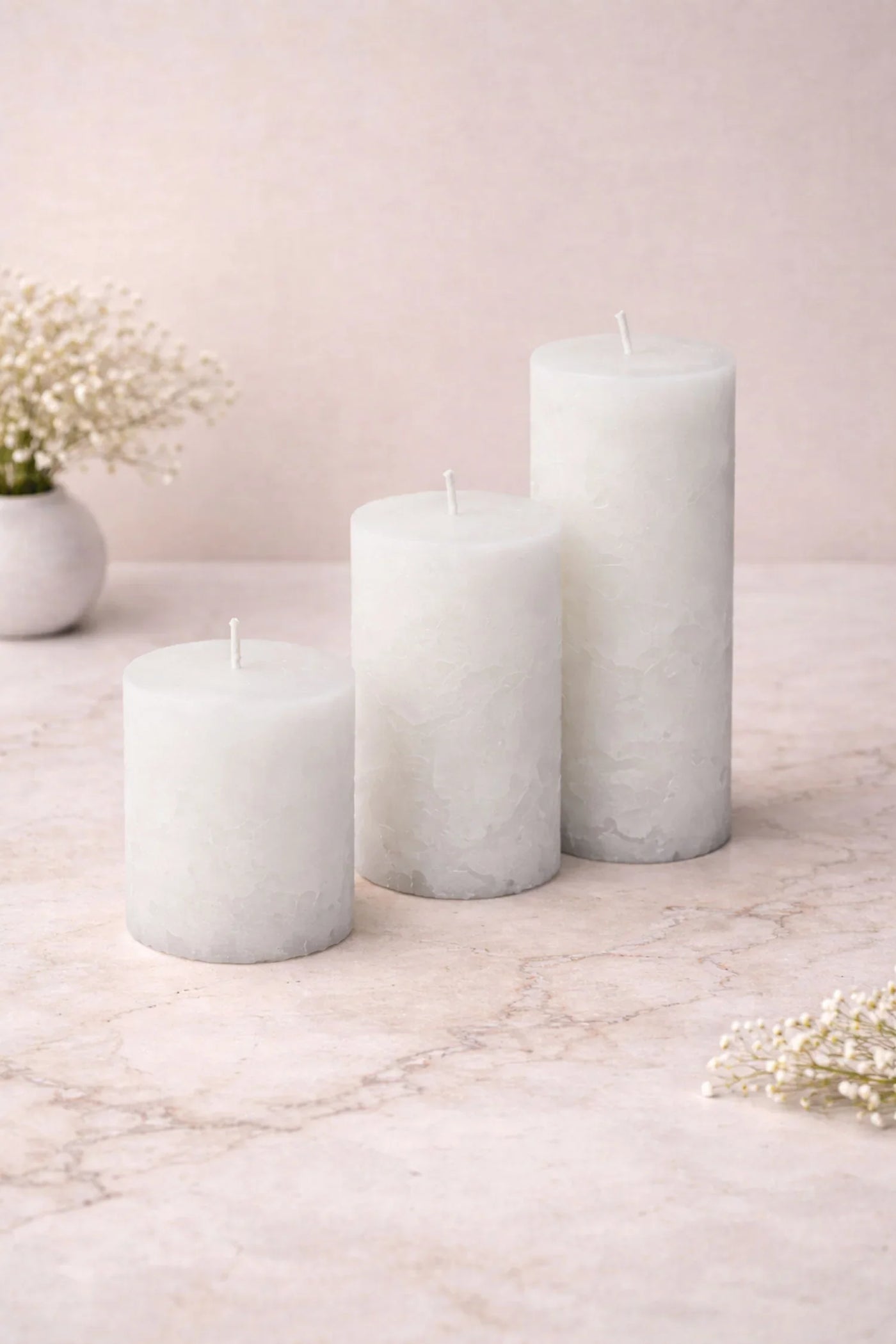 Adelle Pure White Signature Waxwork Pillar Candle in Soft Matte