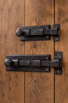 Hand-Forged Hammered Iron Sliding Door Bolt, Beeswax — G Decor