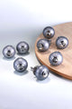 Set of 8 Hand-Painted Silver Bloom Grey Ceramic Door Knobs