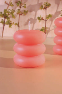 Strawberry Lip Balm Scented Pebble Stack Pillar Candle