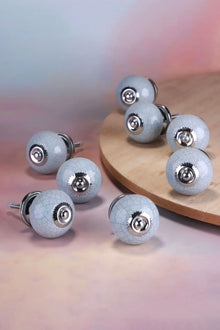 Dove Grey Crackle Ceramic Cabinet Knobs Set of 8