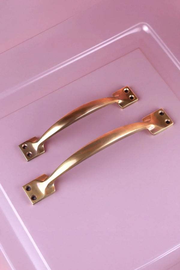 G Decor Oxford Solid Aged Brass Door Handle Architectural Curved Profile Pull