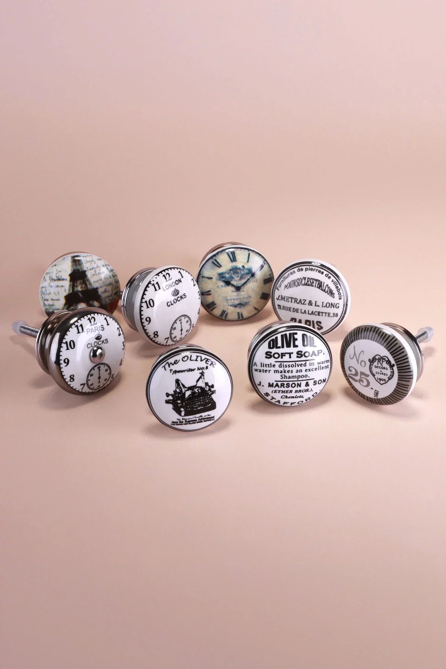 Continental Atelier European Archive Ceramic Cabinet Knobs Set of 8 — alternate view, G Decor