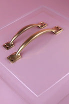 Oxford Solid Aged Brass Door Handle, Curved Pull — alternate view, G Decor
