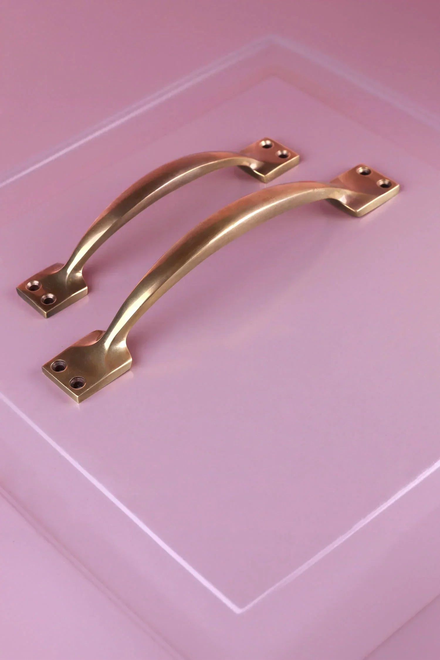 Oxford Solid Aged Brass Door Handle, Curved Pull — alternate view, G Decor