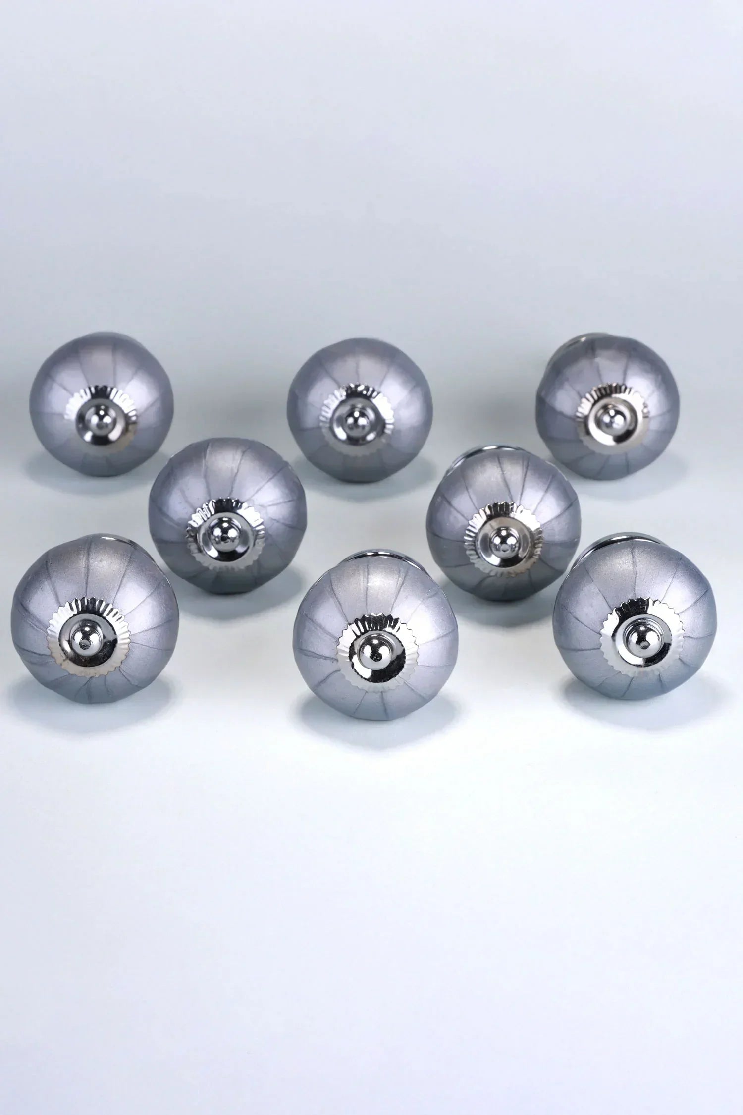 Silver Bloom Grey Hand-Painted Ceramic Cabinet Knobs Set of 8 — lifestyle view, G Decor