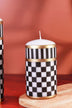 Monochrome Check Luxe Pillar Candle in Black and White with Gold