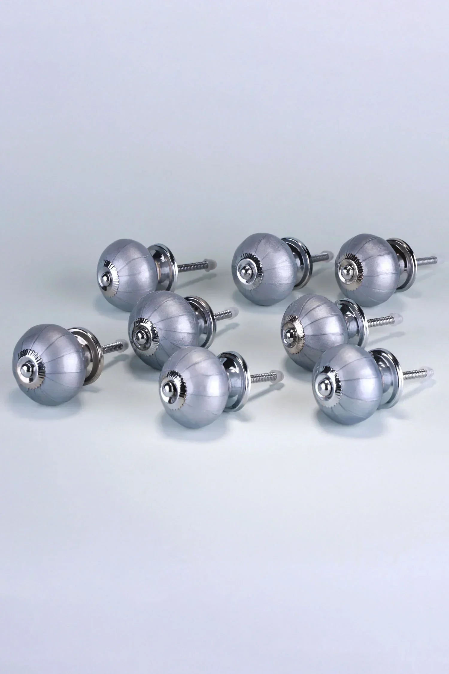 Silver Bloom Grey Hand-Painted Ceramic Cabinet Knobs Set of 8 — view 7, G Decor