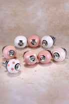 Pastel Pink Hand-Painted Ceramic Cabinet Knobs Set of 8 — alternate view, G Decor