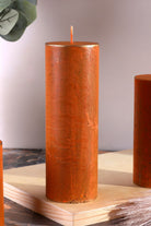 Fern Amberstone and Gold Hand-Finished Pillar Candle — close-up view, G Decor