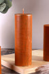 Fern Amberstone and Gold Hand-Finished Pillar Candle — close-up view, G Decor