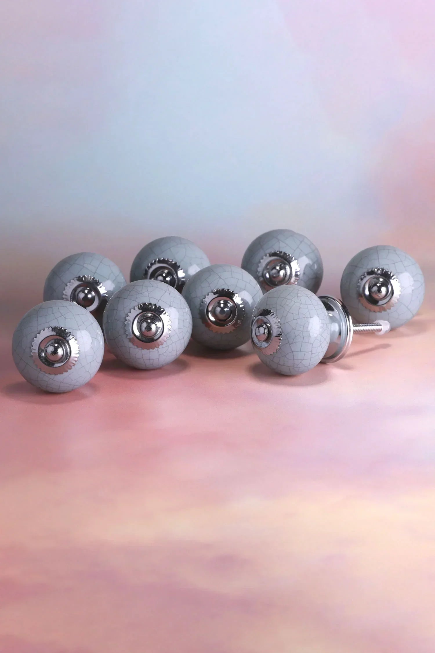 Dove Grey Crackle Ceramic Cabinet Knobs Set of 8 — view 5, G Decor