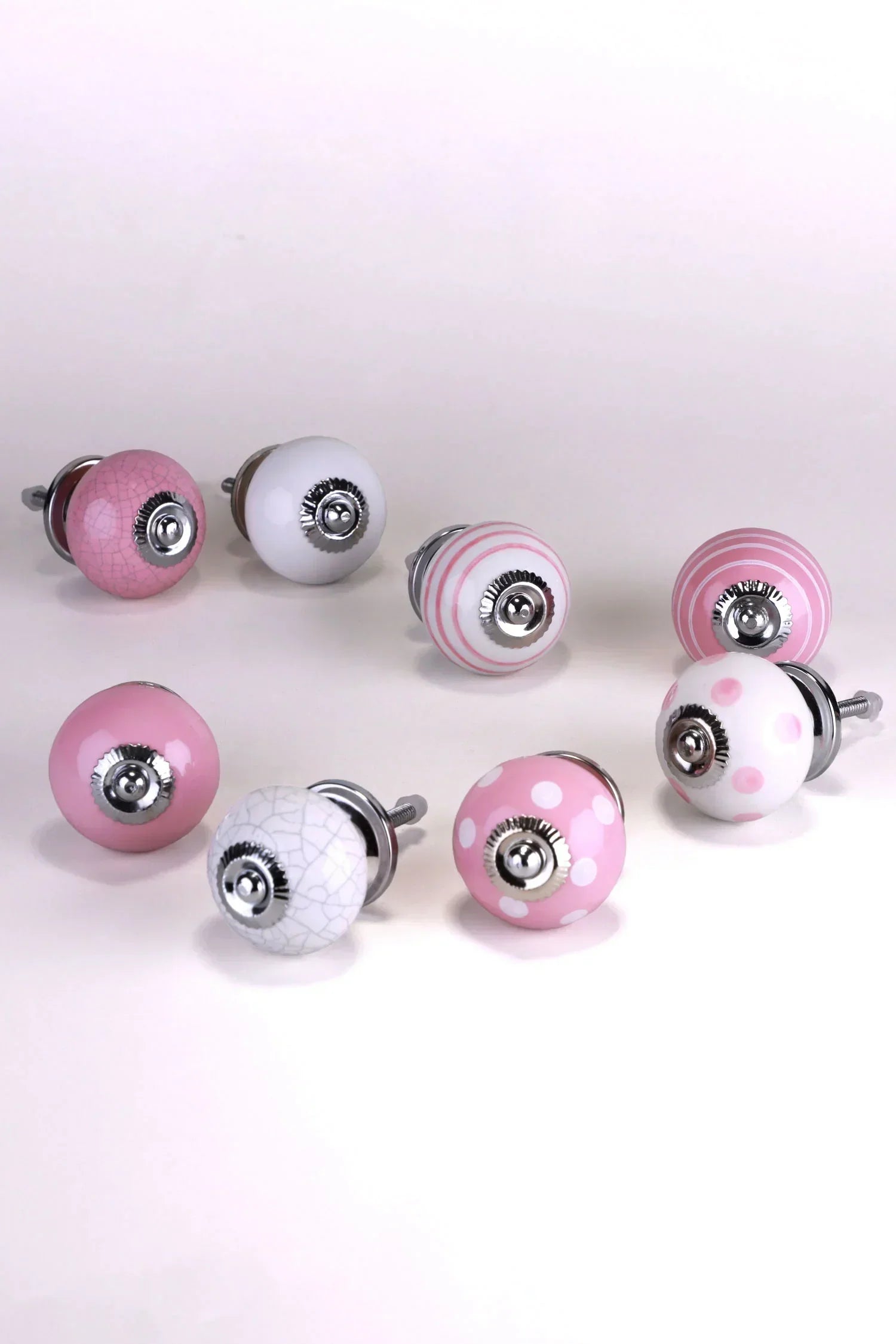 Pink Hand-Painted Ceramic Cabinet Knobs Set of 8 — view 5, G Decor