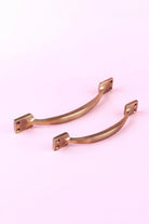 Oxford Solid Aged Brass Door Handle, Curved Pull — lifestyle view, G Decor