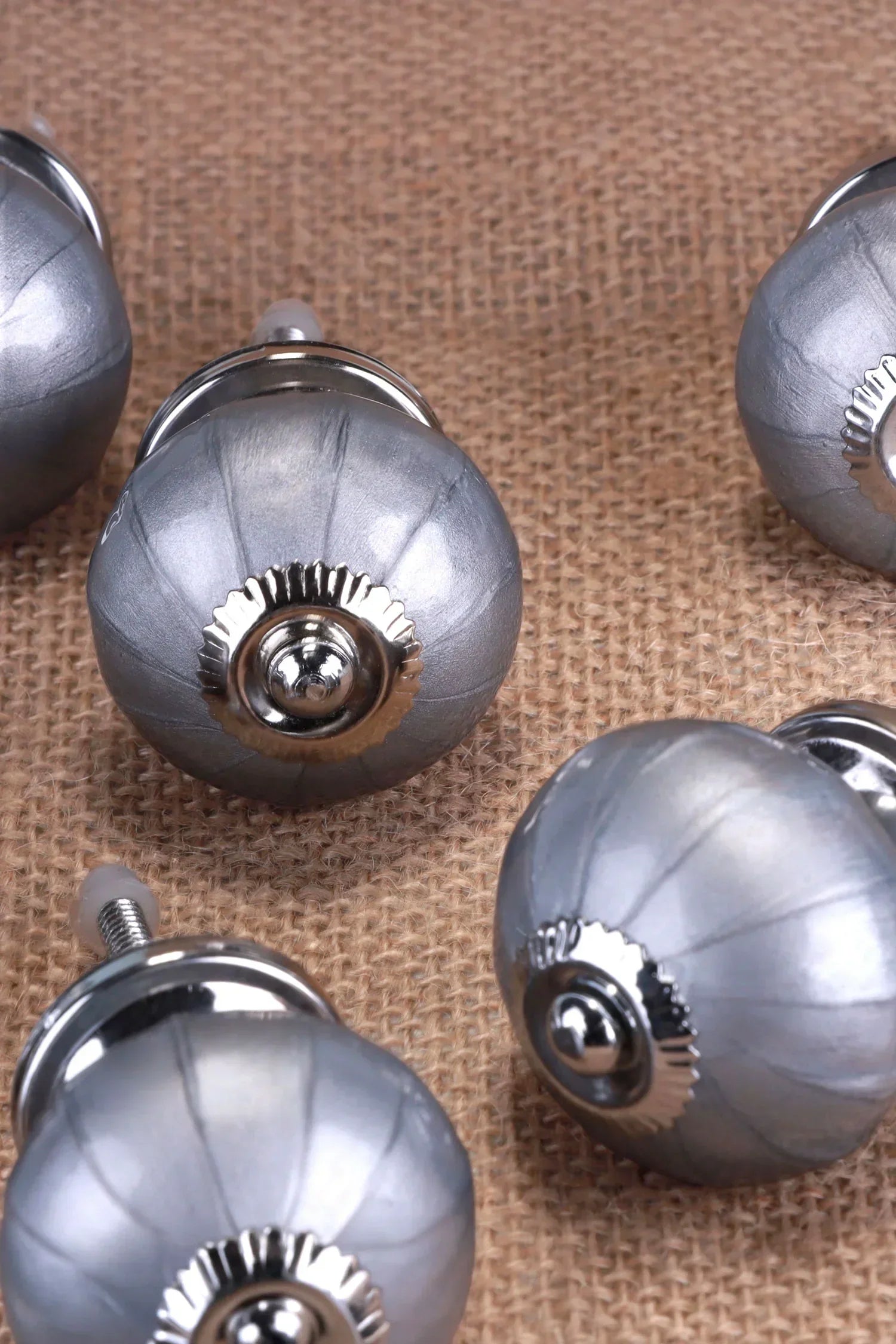 Silver Bloom Grey Hand-Painted Ceramic Cabinet Knobs Set of 8 — alternate view, G Decor