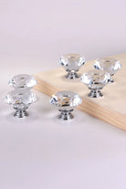 Diamond-Cut Clear Crystal Glass Cabinet Knobs, Set of 6 — G Decor