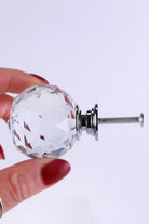 Round Diamond-Cut Crystal Glass Cabinet Knobs Set of 6 — alternate view, G Decor