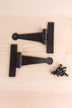 4″ or 6″ Pair of Hand-Forged Coinbase T Hinges in Beeswax Finish
