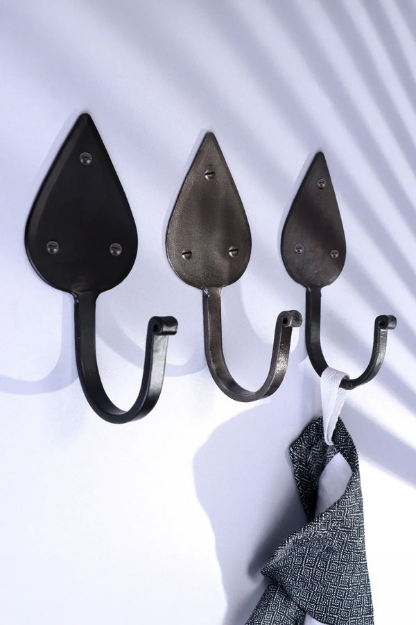 Traditional Teardrop Forged Wall Coat Hook in Black Beeswax or Pewter